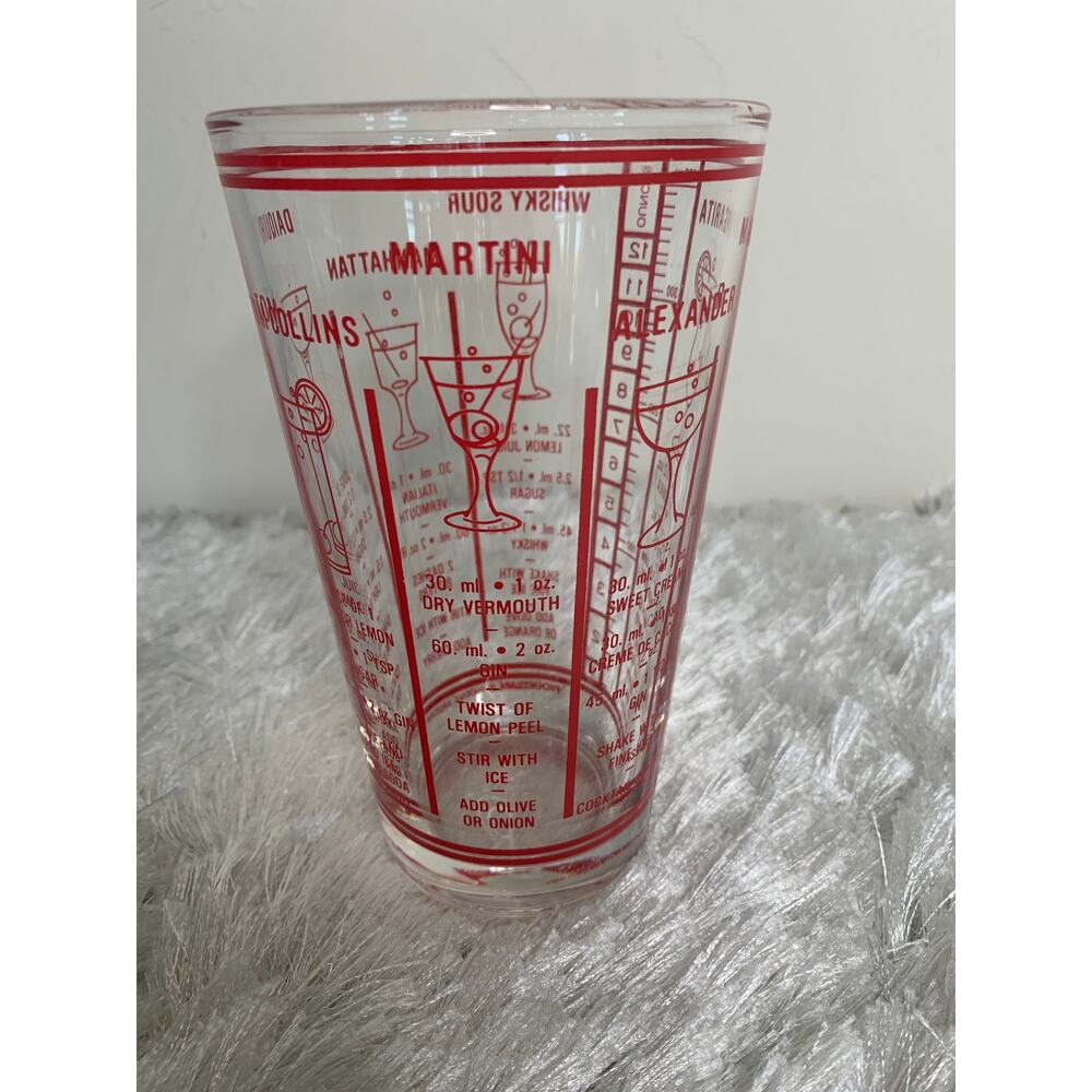 Vintage  Red Libbey Cocktail Mixer Bartender Recipe Phoenixware